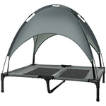 Pawhut 92cm Elevated Dog Bed Cooling Raised Pet Cot Uv Protection Canopy | Gray