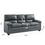 Bonded Faux Leather Sofa - 3 Seater | Grey