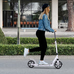 Folding Kick Scooter 2 Big Wheels Adjustable  Adult Teens | White
