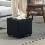 Square Footstool Small Ottoman With Wood Legs For Bedroom | One Size | Gray