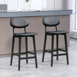 Breakfast Bar Stools Set W/ Pu Leather Wood | Black