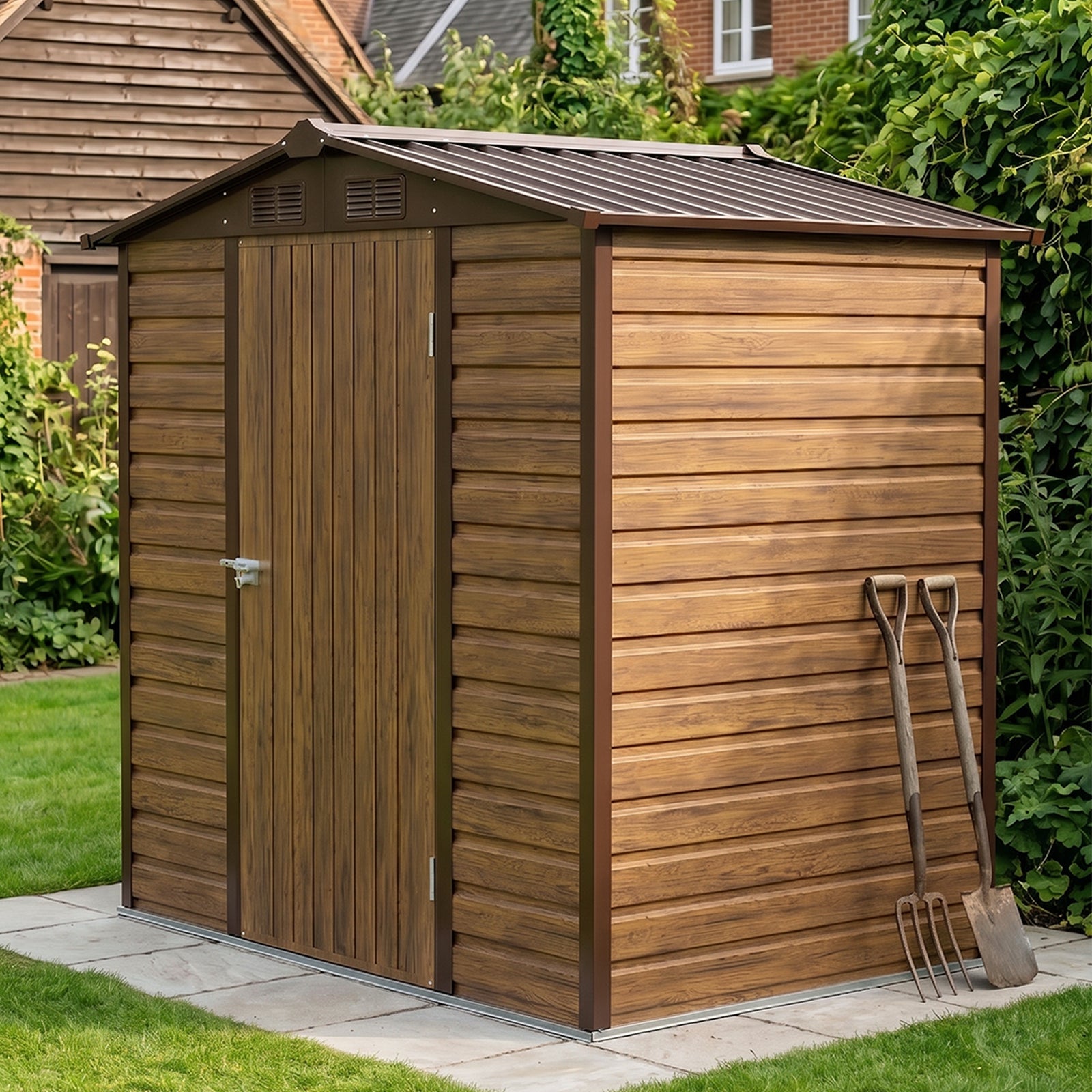 Breeins 4 X 6ft Metal Apex Roof Garden Storage Shed