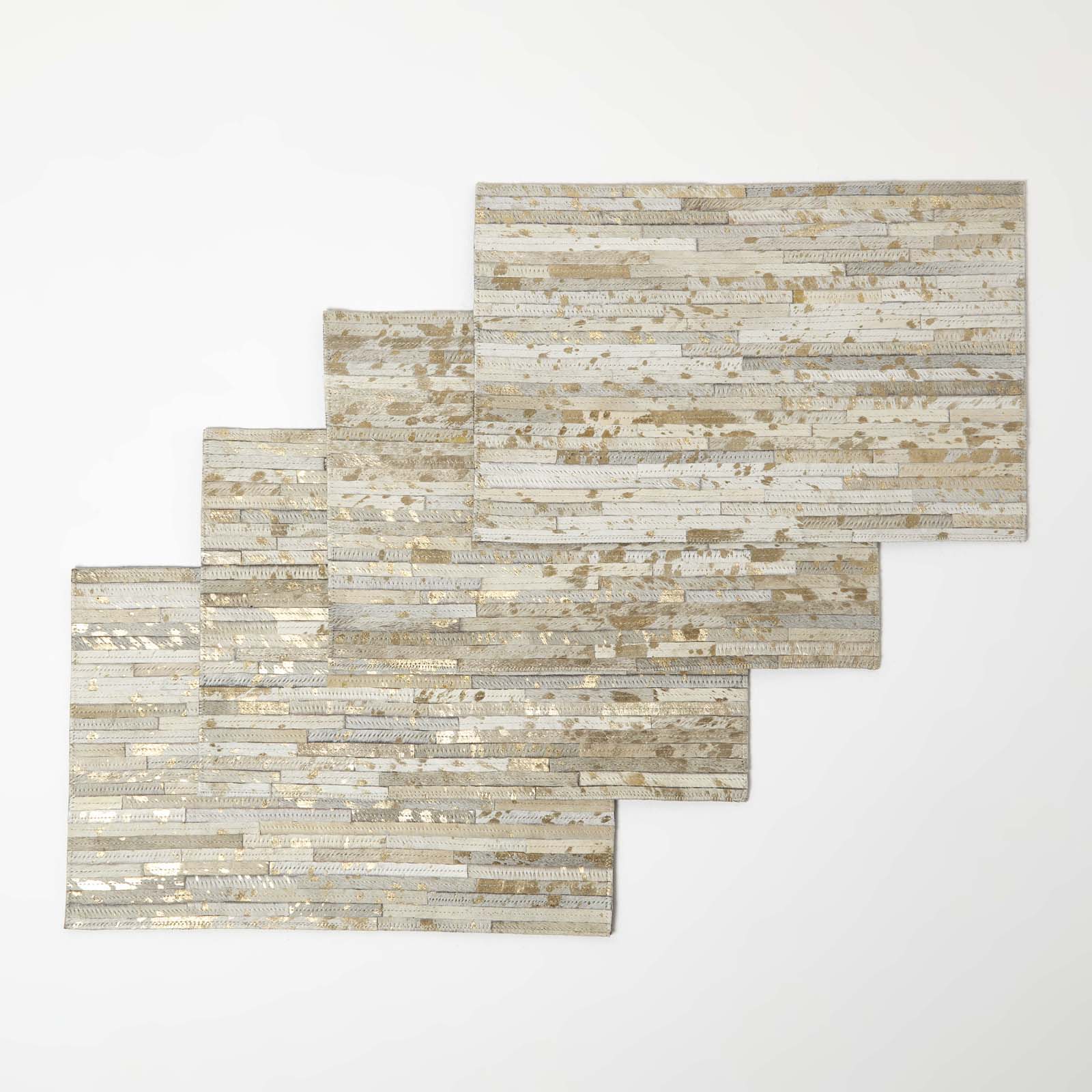 Gold & Grey Leather Placemats Set Of 4