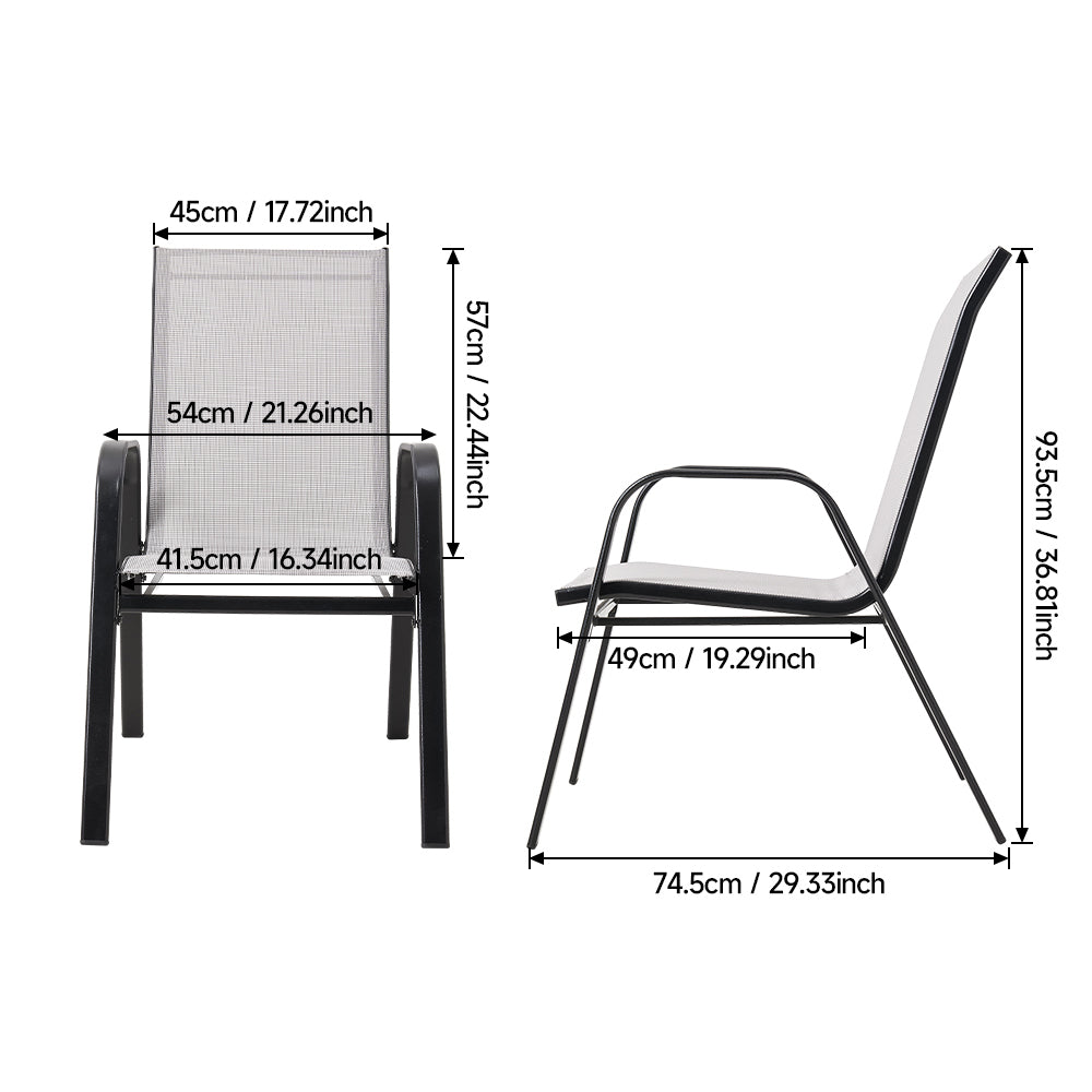 Stackable Garden Chairs,weather-resistant Outdoor Patio Bistro Seating | 4 Person | Grey