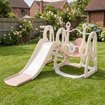 4-in-1 Kids Slide & Swing Set With Basketball Hoop | Pink