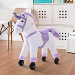 Kids Plush Ride-on Unicorn Walking Horse Toy W/realistic Sound Handlebar