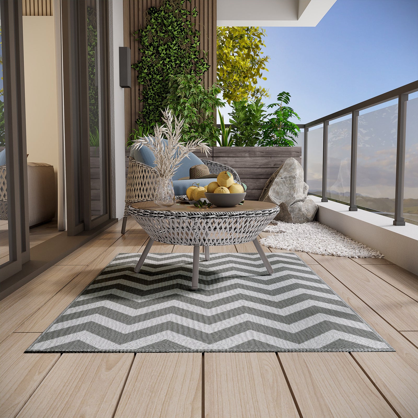 Outdoor Rug, 1.2 X 1.8m Patio Floor Mat & White