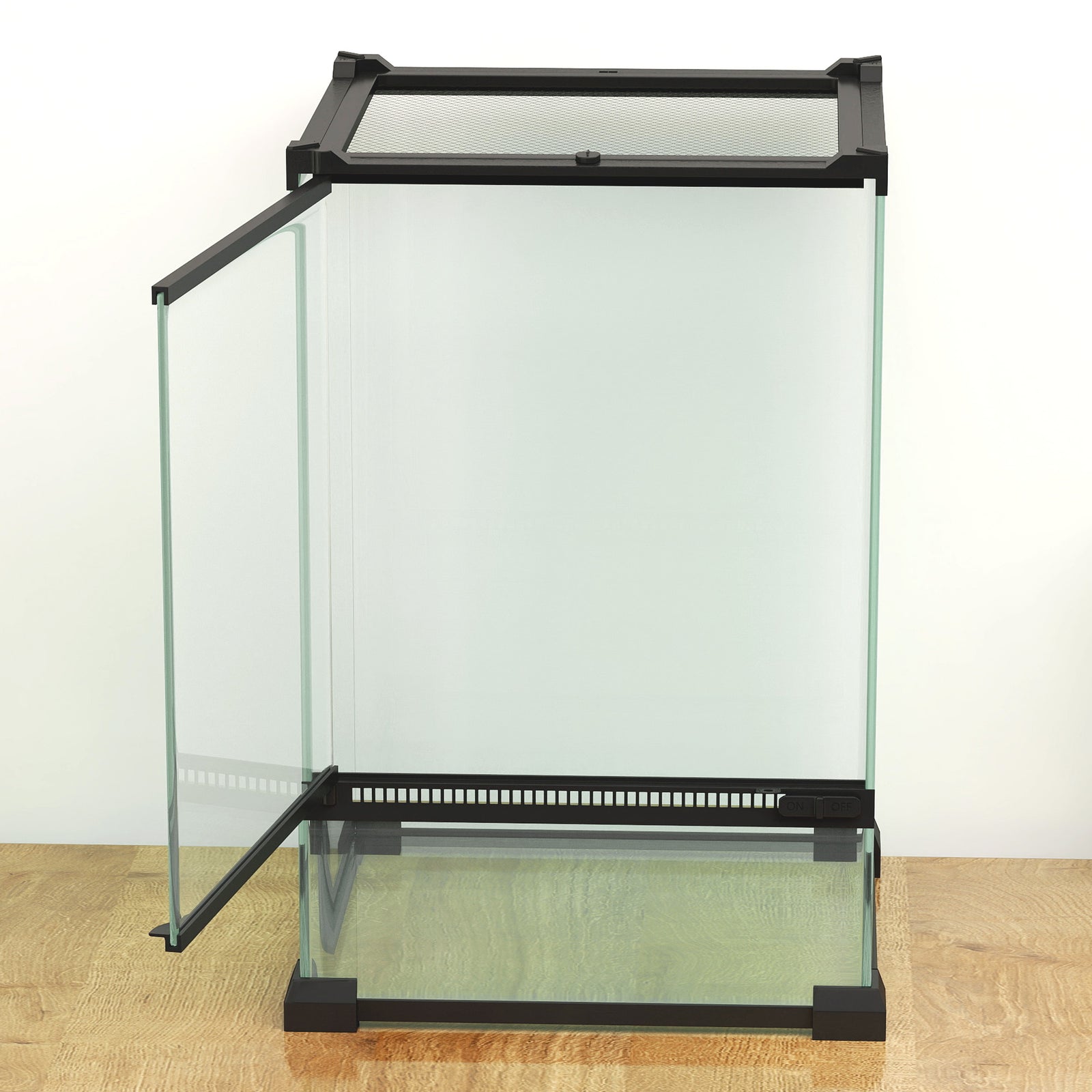 Glass Reptile Terrarium, Vivarium For Lizards, Frogs, Snakes, Turtles | Black