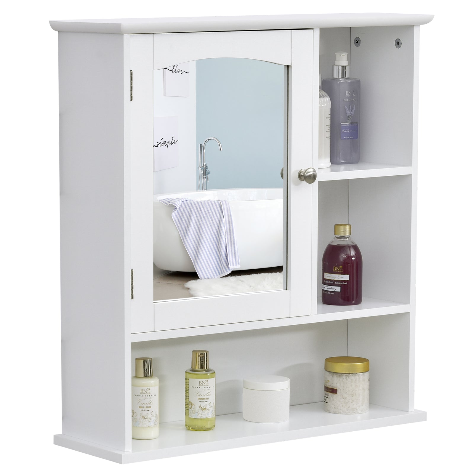 Wall Mounted Bathroom Mirror Glass Storage Cabinet