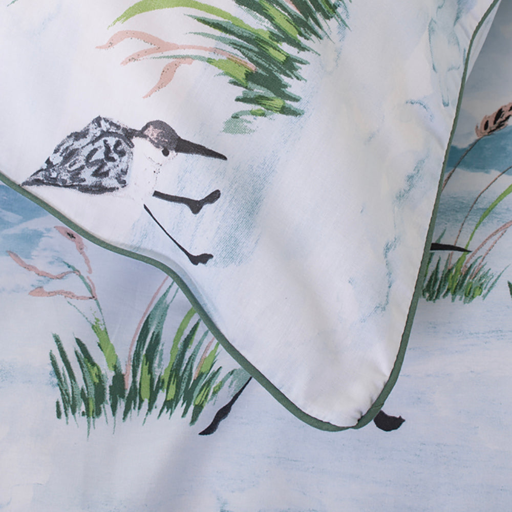 Wader Cotton Duvet Cover Set 100% Fabric With Printed Design And Piped Edges | Super King | Blue