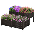 26l Set Of 4 Raised Flower Bed Plant Stand | Brown