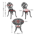 3-Piece Black Cast iron outdoor dining set circular patio balcony table and 2 chairs small weather-resistant furniture | Set of 3 | Black