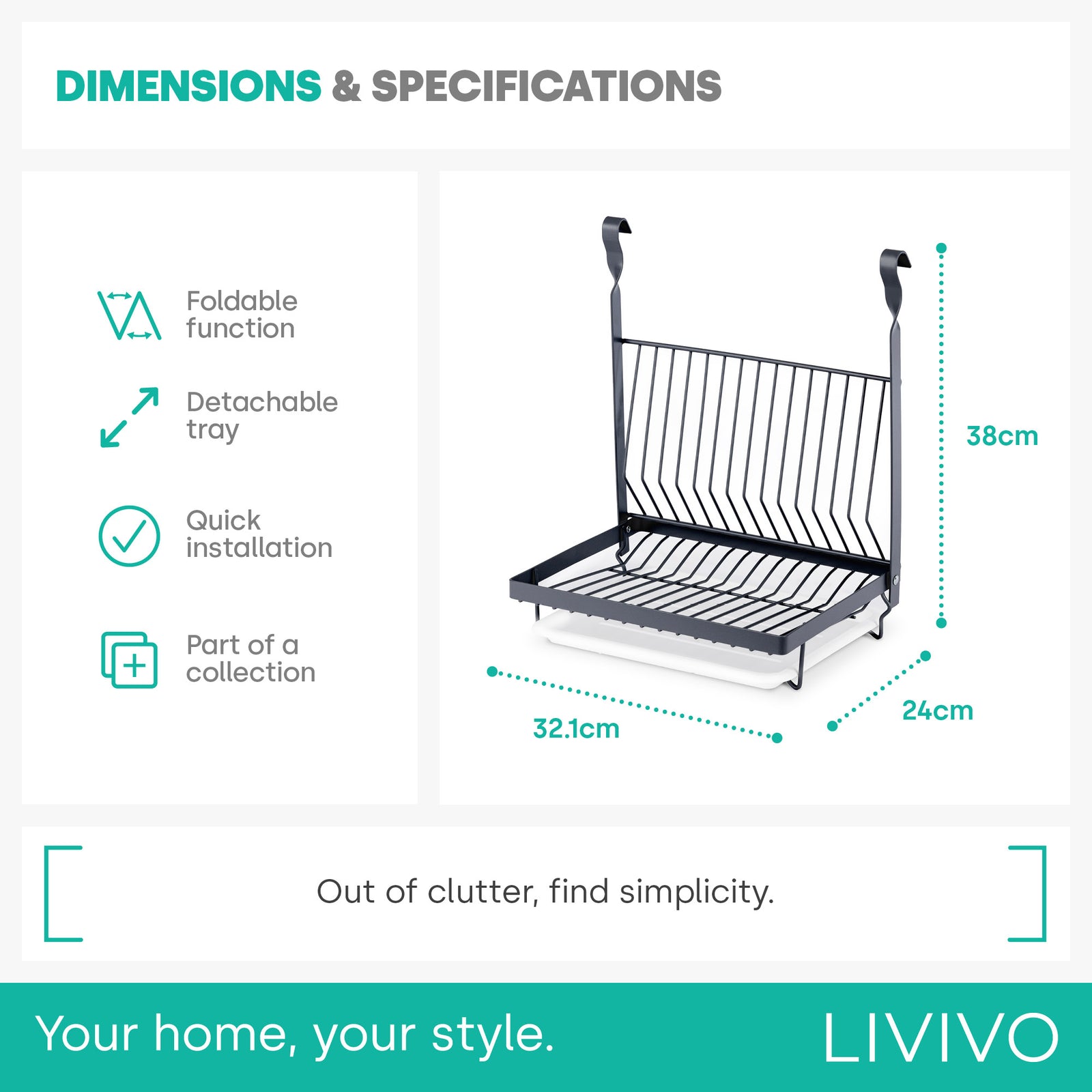 Hanging Dish Drainer - Black