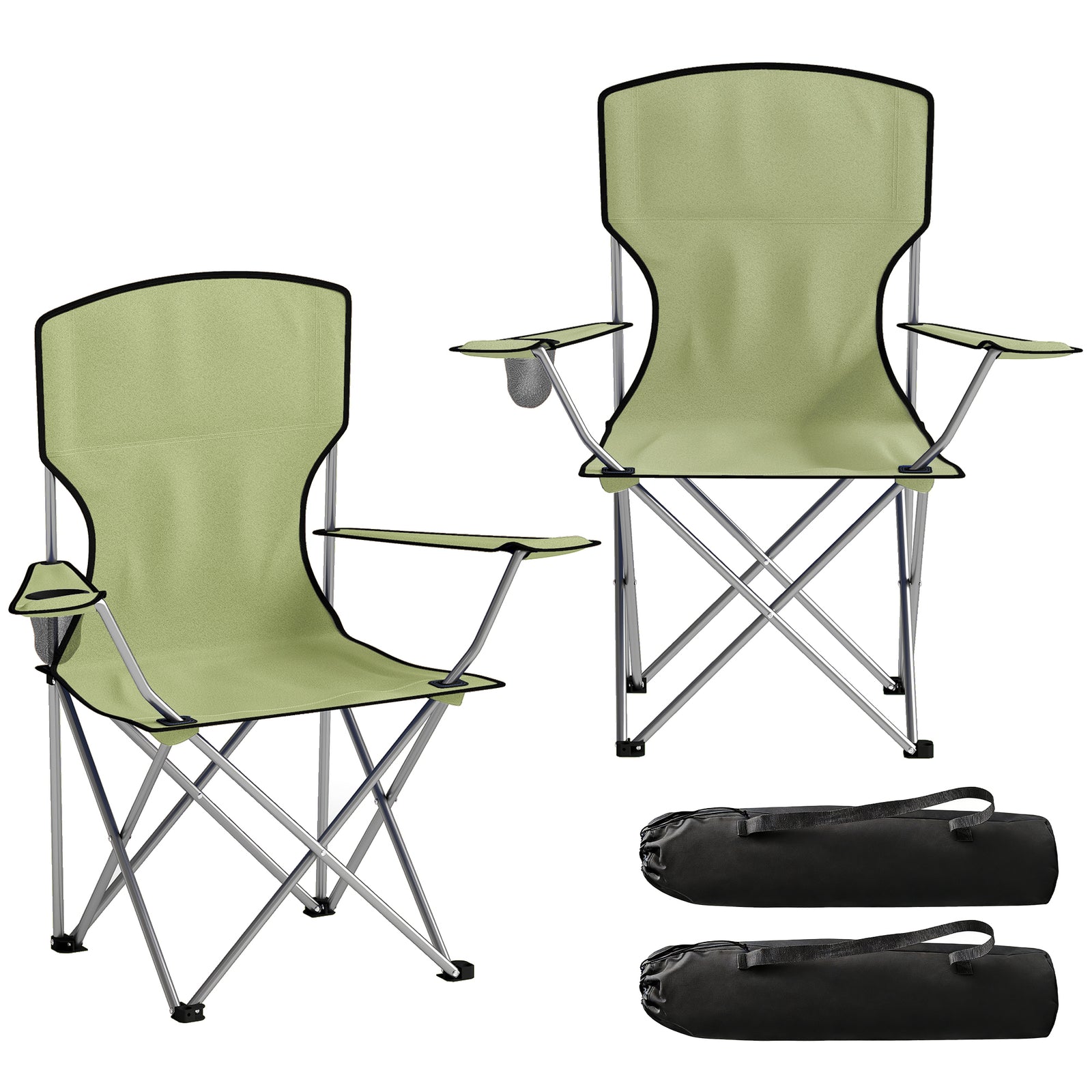 Camping Chair Set Of 2 Portable Folding | Green