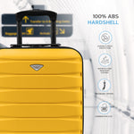 45x36x20cm Lightweight Underseat Cabin Carry On Suitcase - 100+ Airline Approved - Hard Shell Luggage - 4 Wheels | 45 x 36 x 20cm | Yellow & Black