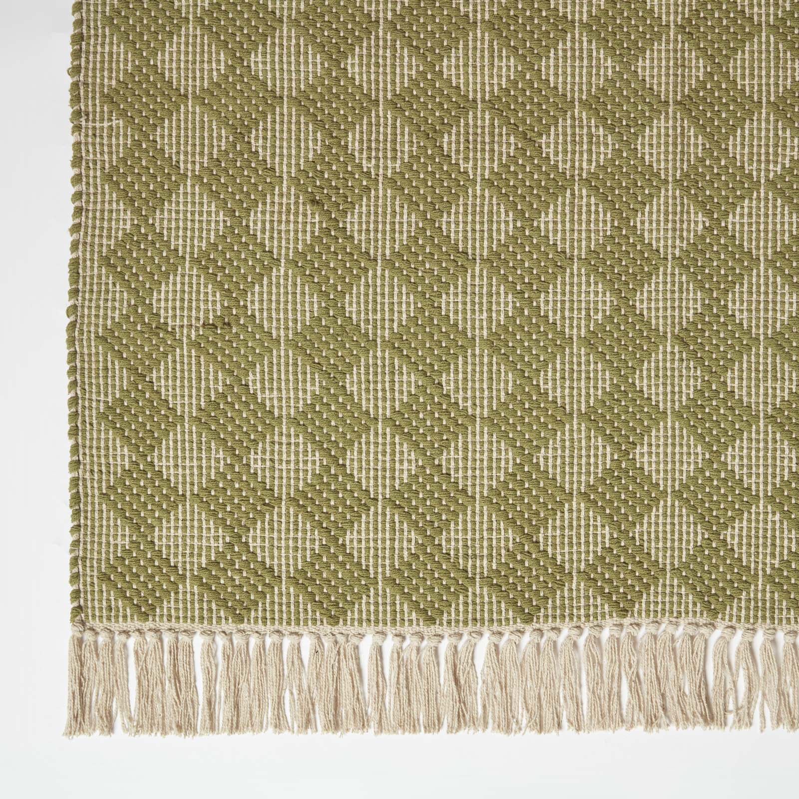 Lima Handwoven Green Cotton Textured Rug | 120cm x 180cm | Ochre