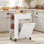 Kitchen Storage Trolley On Wheels With 2 Drawers, Island, White