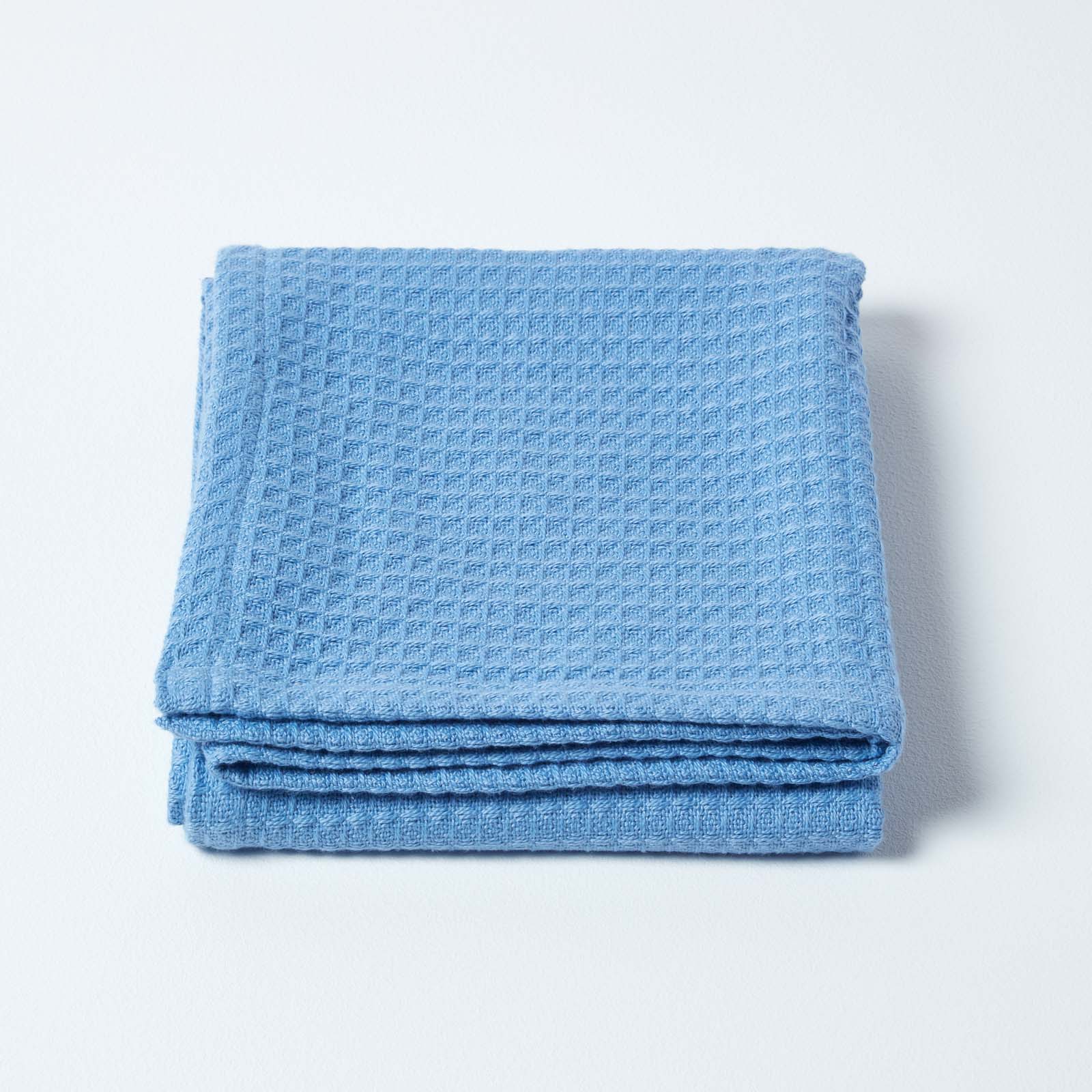 Organic Cotton Waffle Blanket/ Throw | 90cm x 112cm | Blue