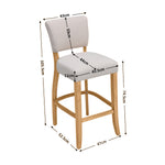 Set Of 2 Beige Linen Upholstered Bar Stools – Armless Counter Chairs With Solid Hardwood Legs, Modern Style