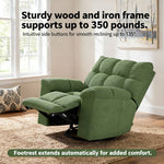 Electric Recliner Chair For Living Room – 270° Swivel, 135° Recline, Footrest, Usb & Type-c Charging | Green
