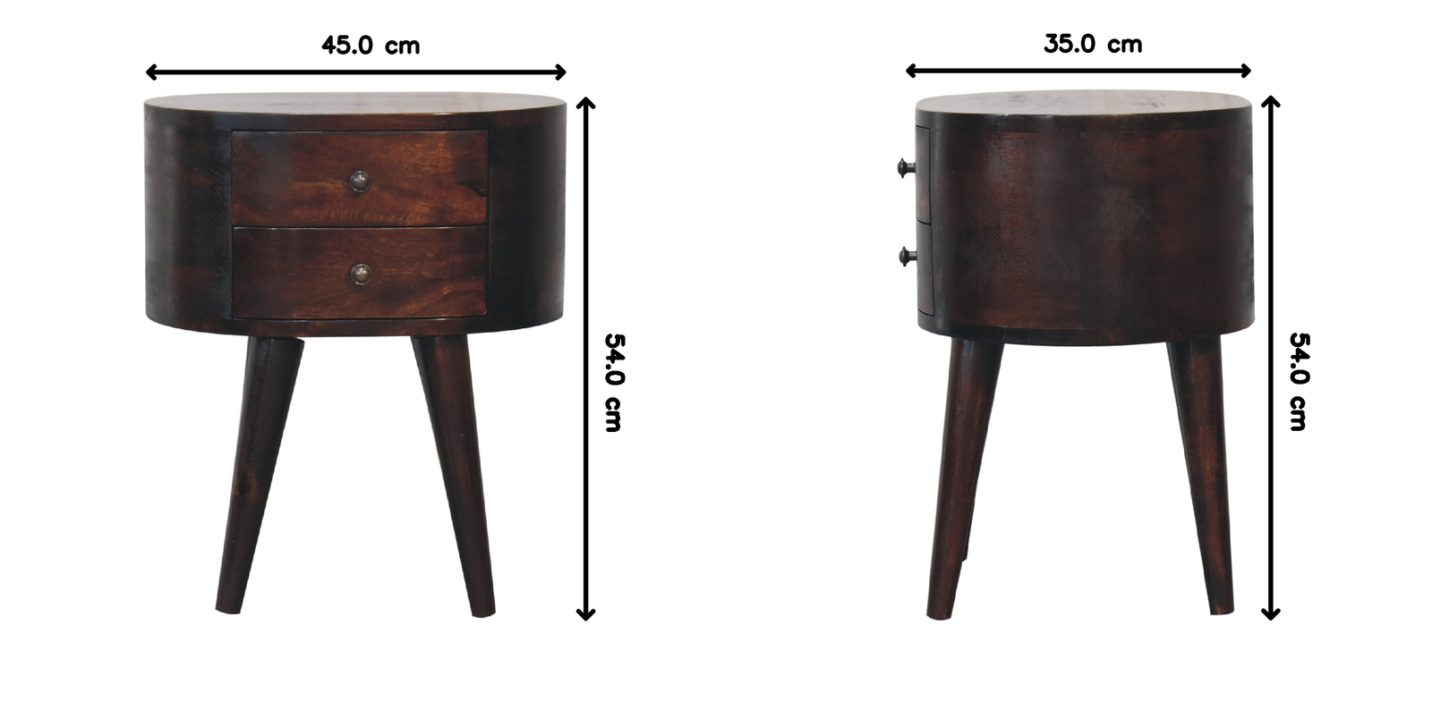 Light Walnut Rounded Bedside Table