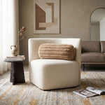 Ribbed Bolster Cushion, 40 X 15cm | 40cm x 15cm | Beige