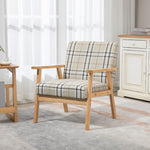 One Seater Sofa With Rubber Wood Frame Linen Fabric