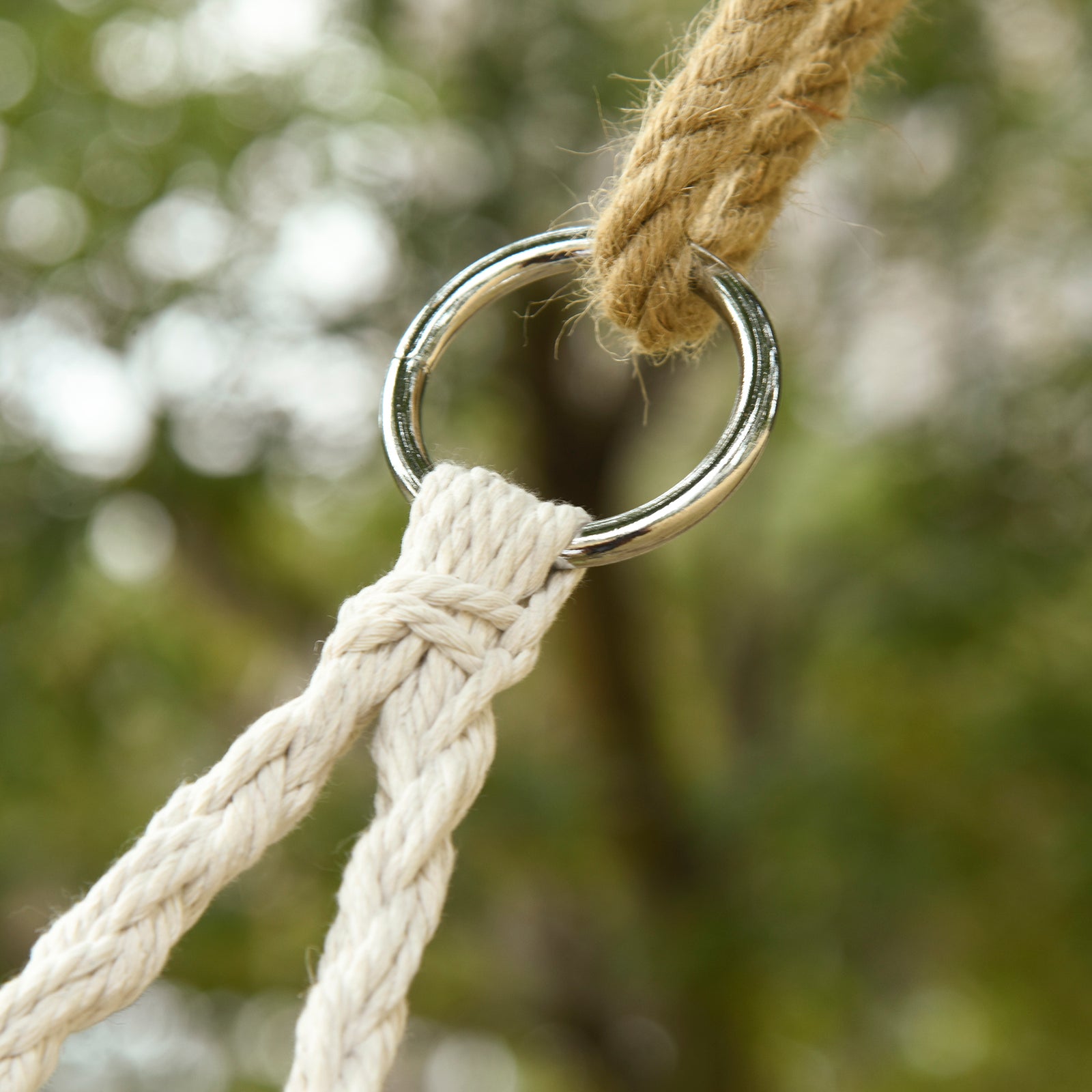 Hanging Chair, Cotton-polyester Blend Macrame, Metal Frame | Cream