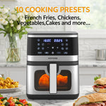 8l Digital Air Fryer With 10 Cooking Modes, 1700w Rapid Hot Air Circulation, Viewing Window, Quiet Operation, Non-stick Basket, And Overheat Protection