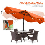 Solar Garden Parasol W/ Led, Tilt | Orange