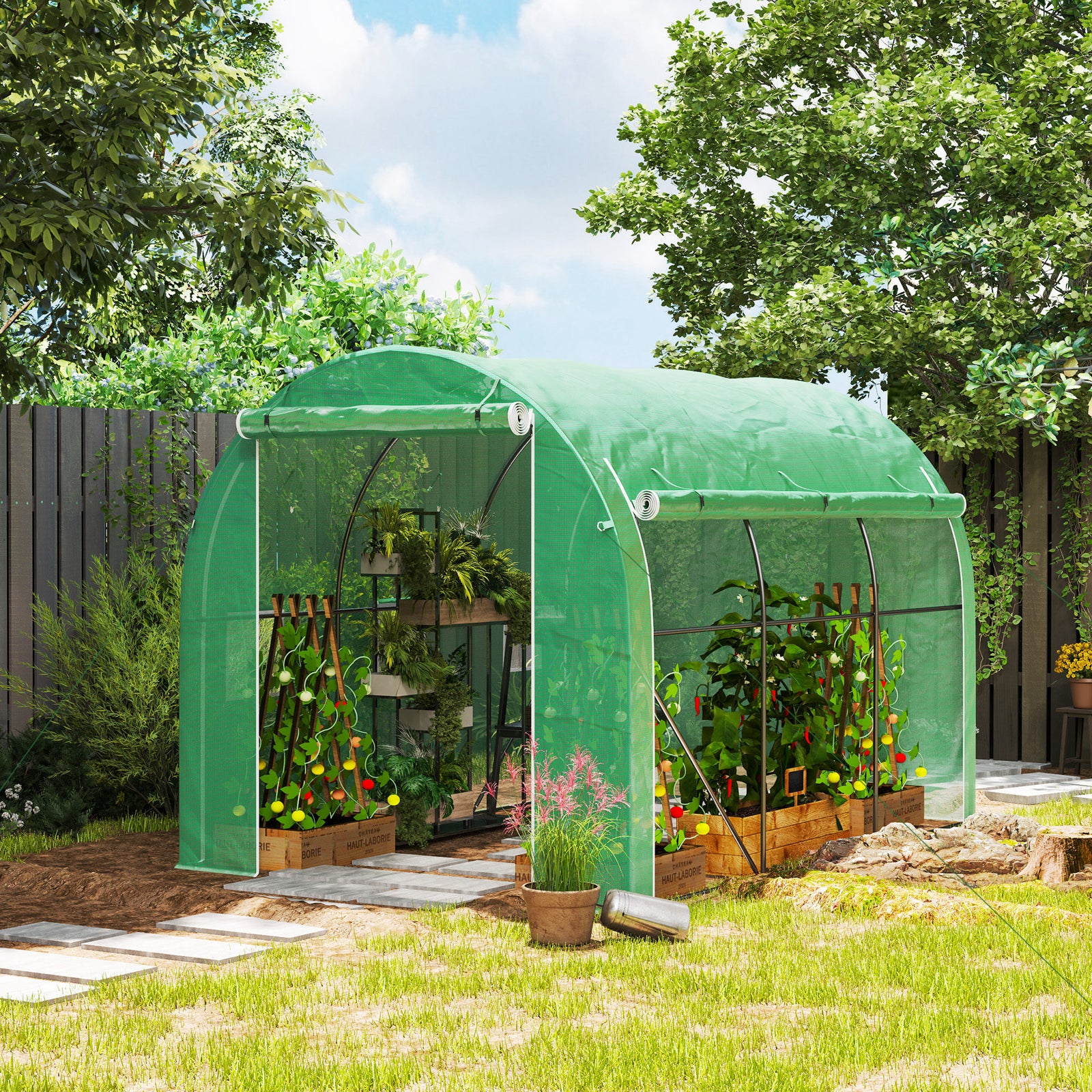 Polytunnel Greenhouse Pe Cover Galvanised Steel Frame Green