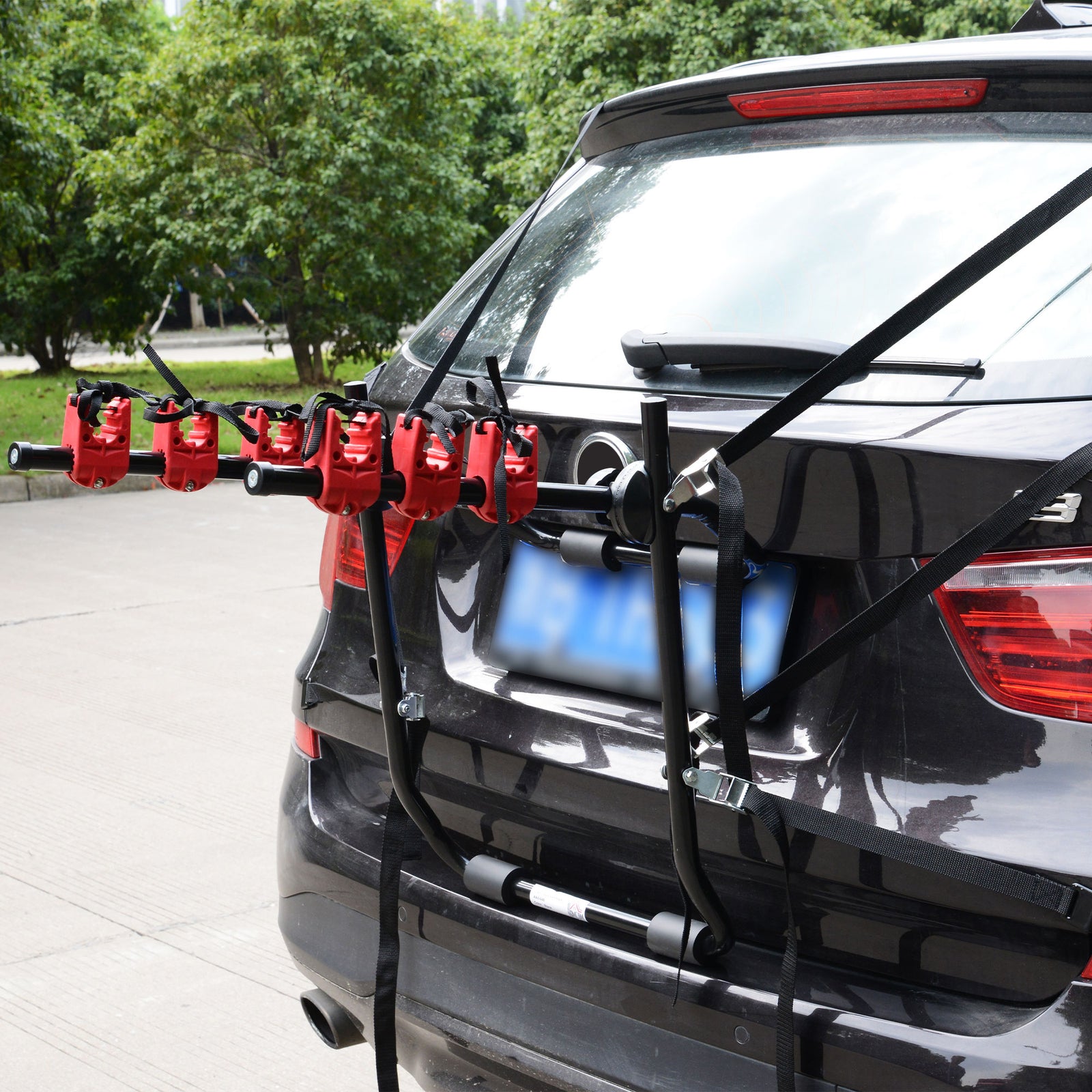 HOMCOM Foldable 3 Bike Rear Hitch Carrier Rack With Straps