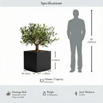 Zinc Galvanised Square Planter | 60cm x 60cm x 60cm | Matte Black
