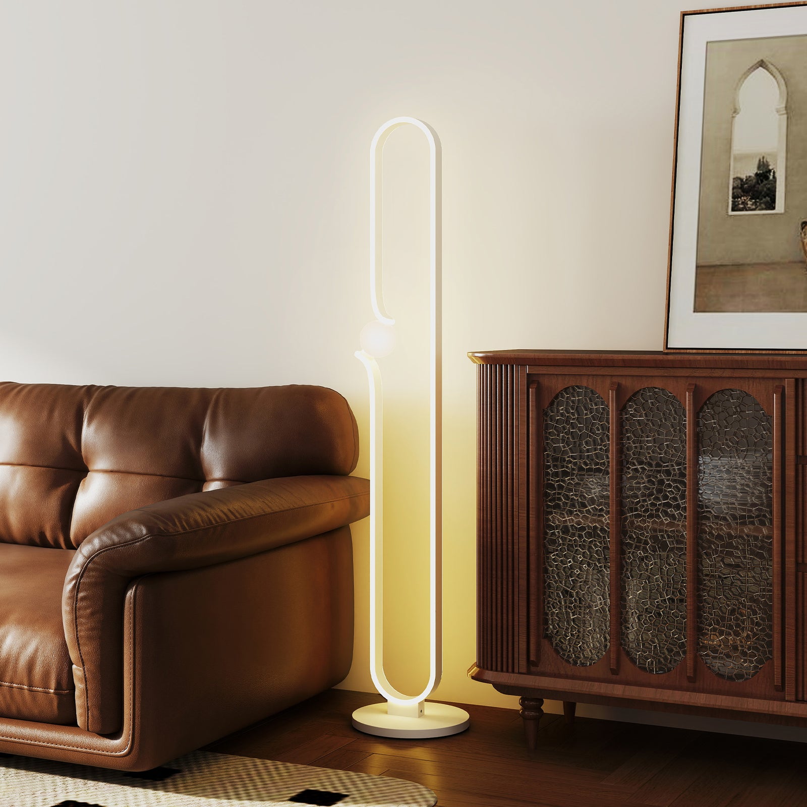 Dimmable Led Floor Lamp With Glass Night Light, Foot Switch