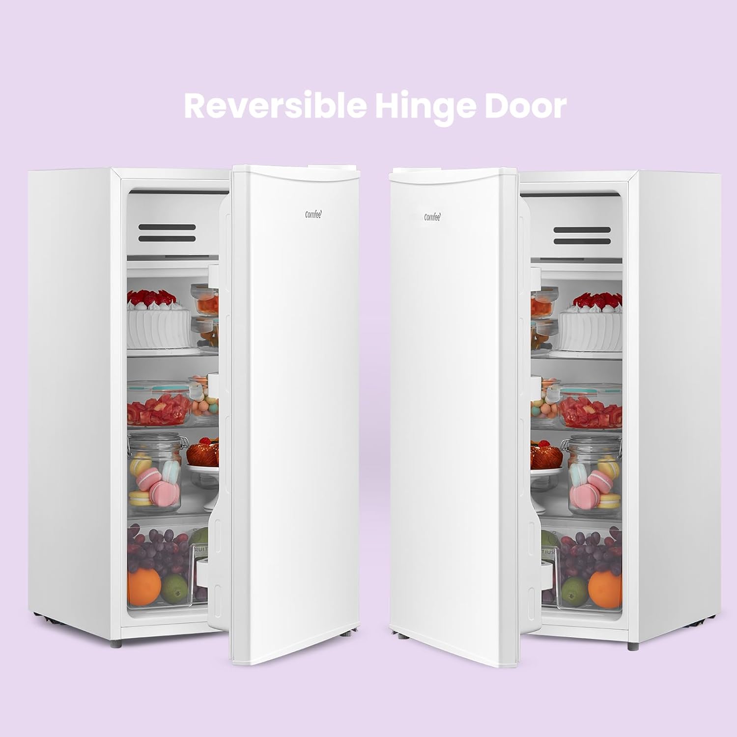 93l Compact Multi-layer Fridge With Cooler Box, 3 Removable Glass Shelves & Reversible Door | White