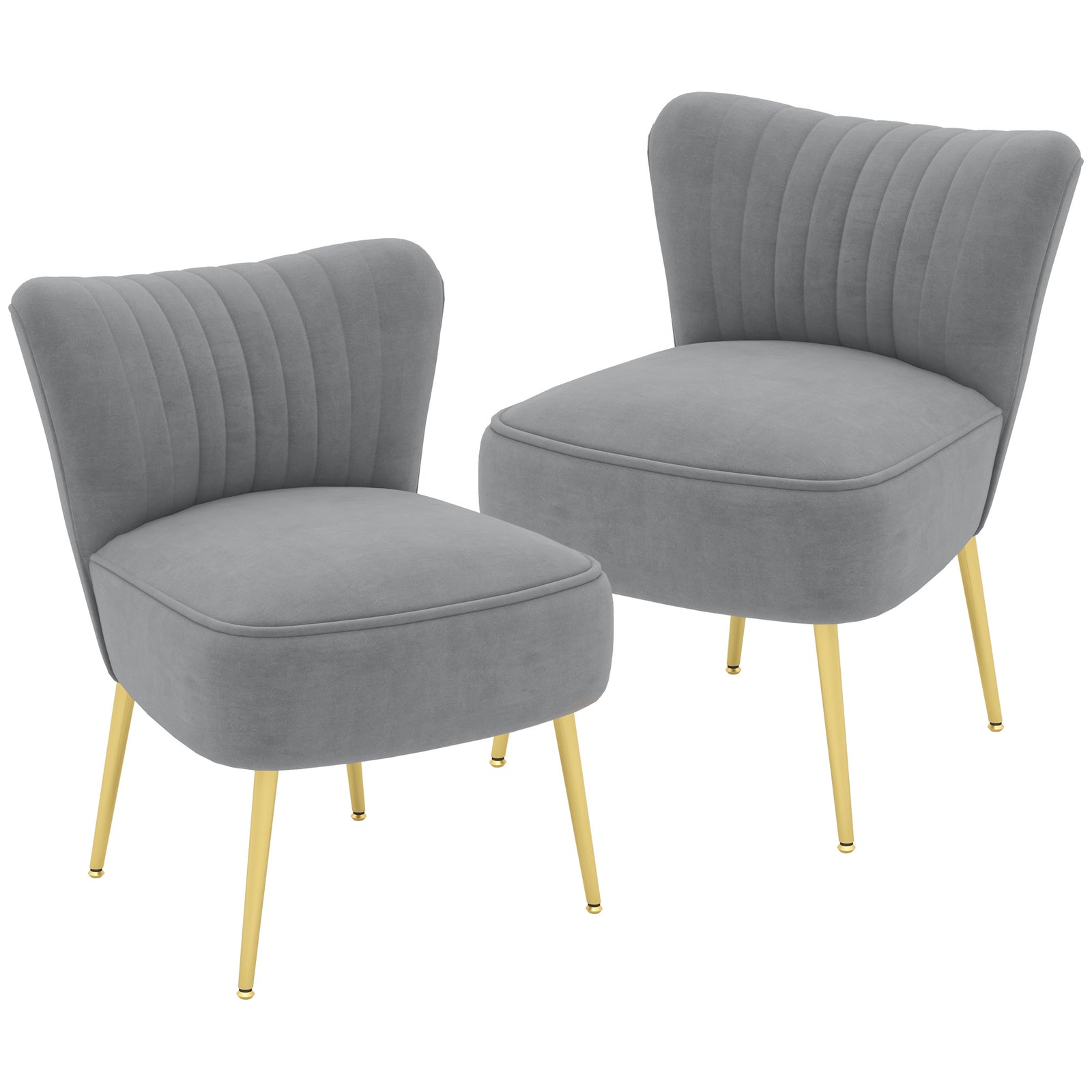 Set Of 2 Accent Chairs Wingback Armless Chairs For Bedroom | One Size | Gray