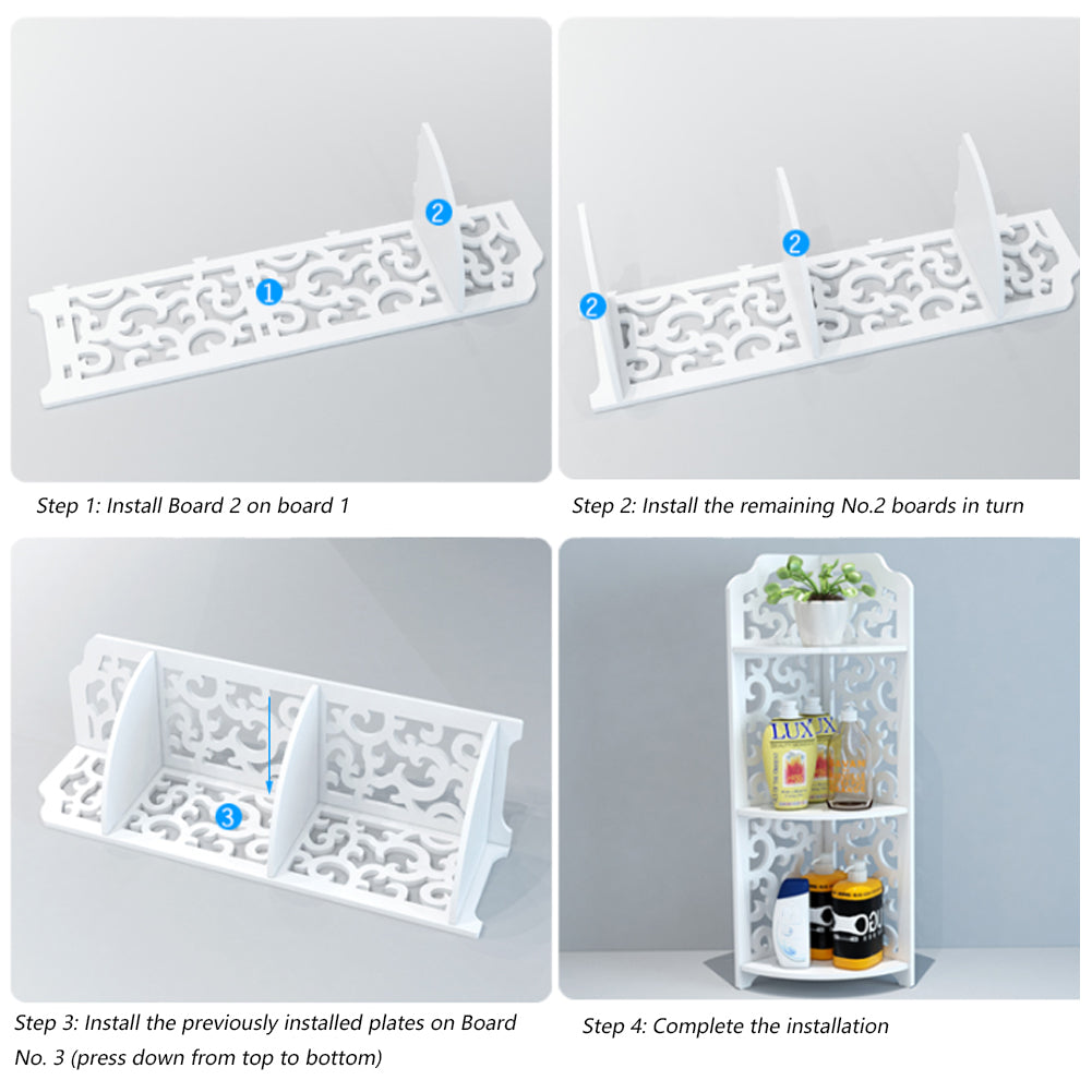 3 Tiers Corner Storage Rack Cabinet Shelf Storage For Bedroom Bathroom White