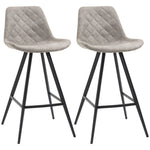 Set Of 2 Vintage Microfiber Bar Stools Steel