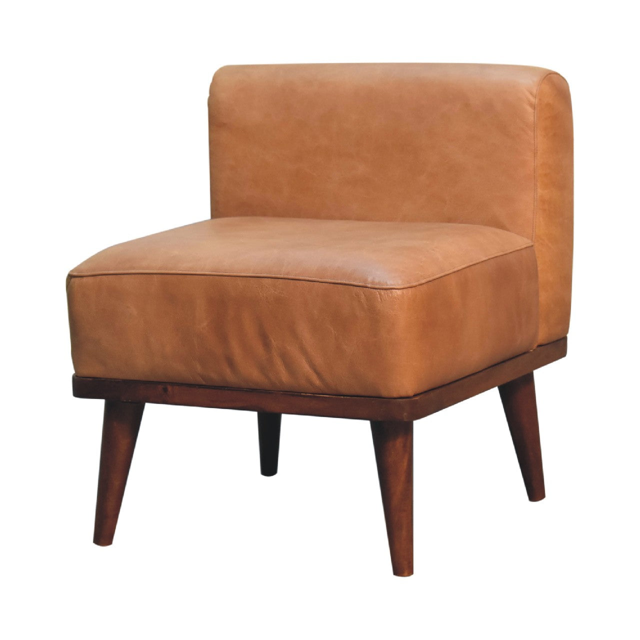 Solid Mango Wood Tan Buffalo Backrest Footstool