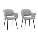 Set Of 2 Linen Dinning Chairs With Metal Legs
