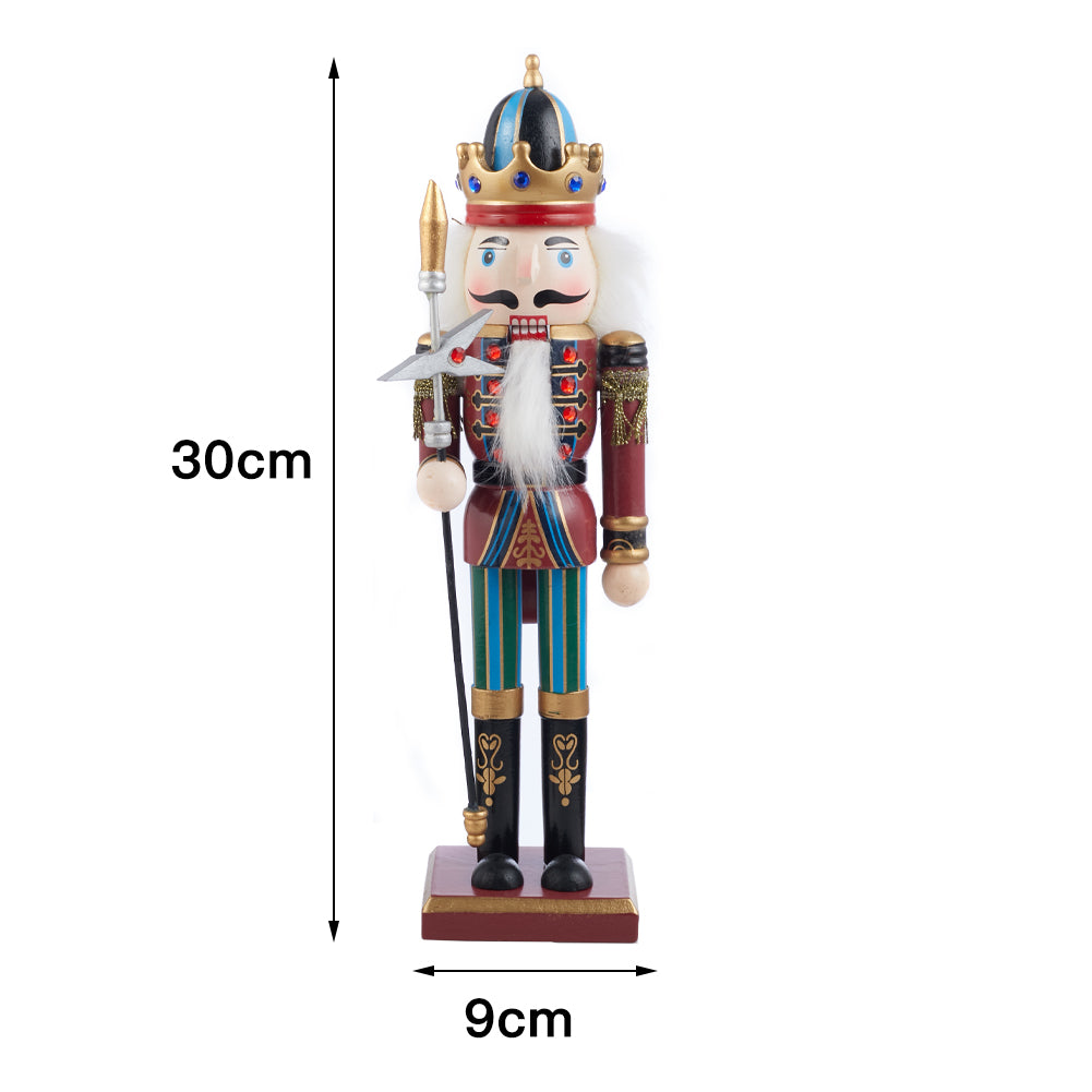 Wooden Nutcracker Soldier Figurine Christmas Ornament With Spear