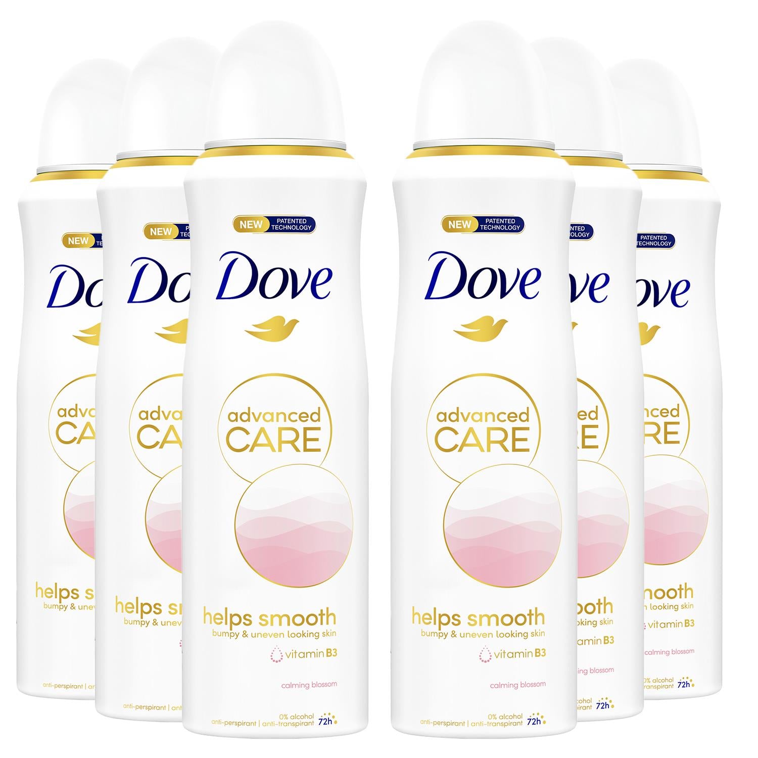 Advanced Care Antiperspirant Deodorant Spray 72h, Calming Blossom, 6x 200ml
