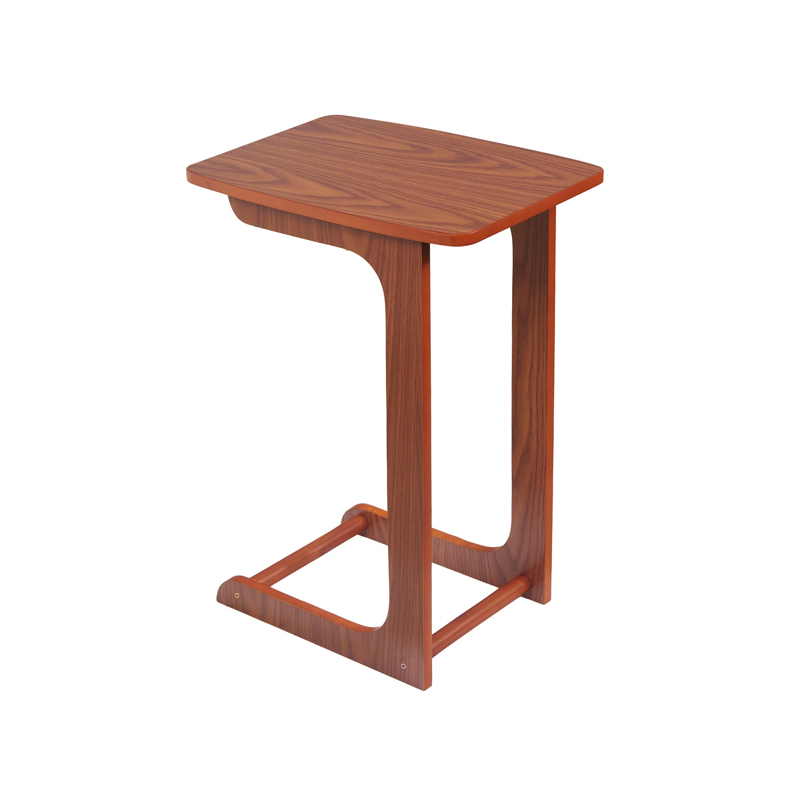C Shaped Sofa Side Table Oak Veener Finish | Brown