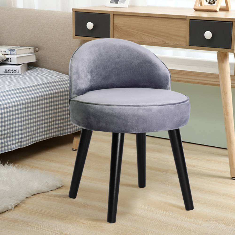 Modern Velvet Slipper Chair Dressing Table Chair With Solid Wood Legs