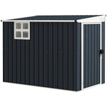 7.6 X 4ft Outdoor Garden Storage Shed With Window | Dark Grey