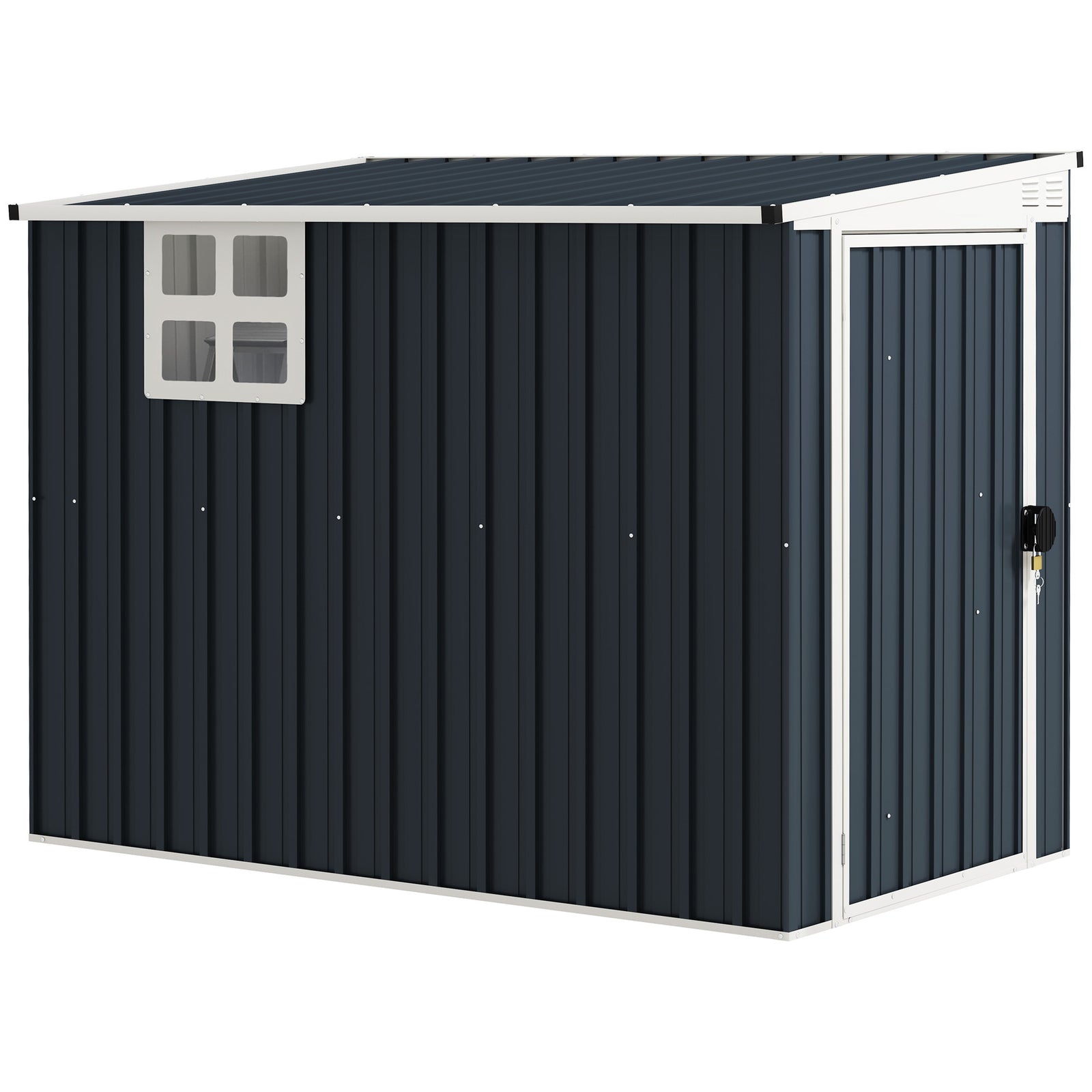 7.6 X 4ft Outdoor Garden Storage Shed With Window | Dark Grey