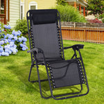 Metal Frame Zero Gravity Lounger W/ Head Pillow For Patio | Black