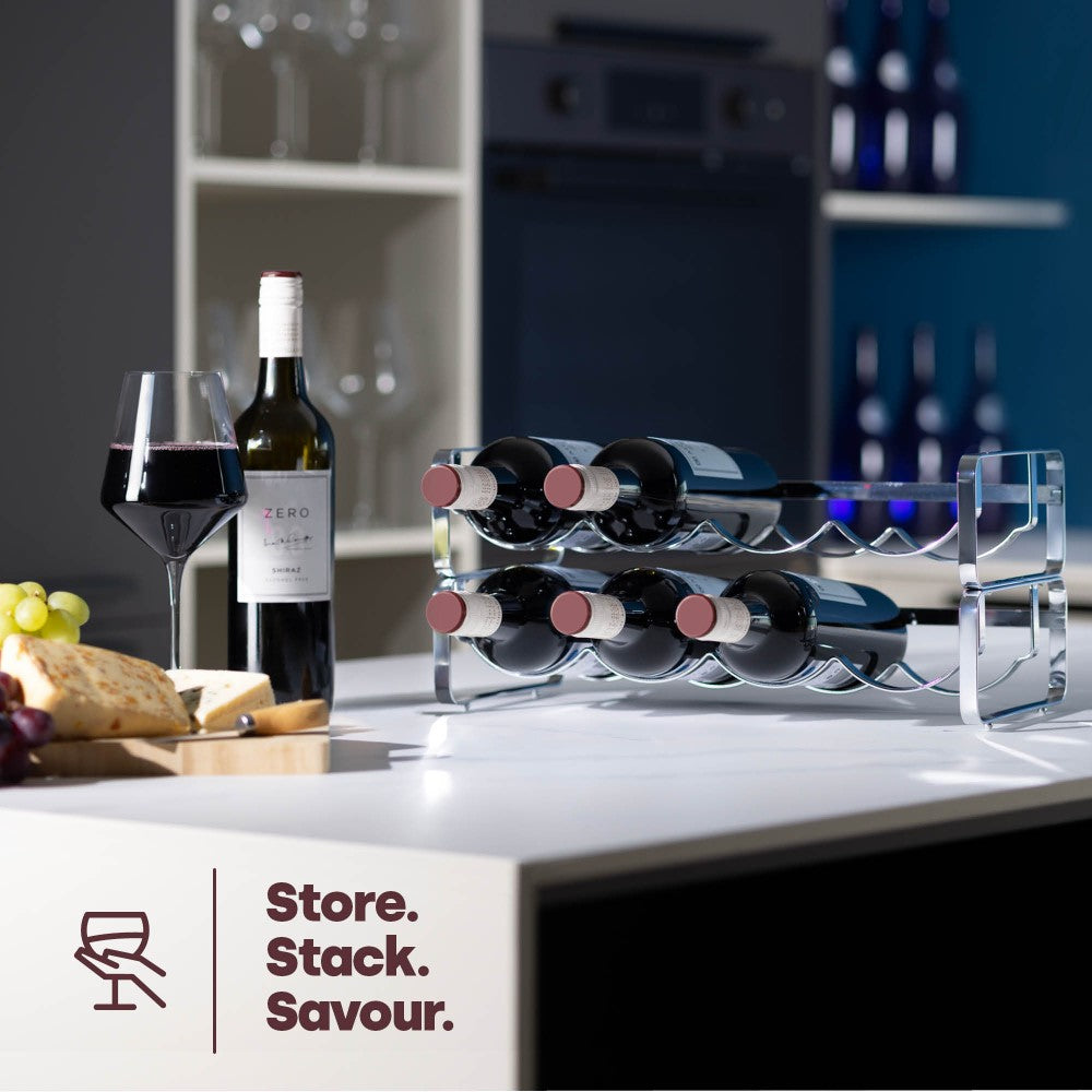 Metal Wine Rack Countertop Organiser For 4 To 16 Bottles | Silver