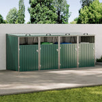 4 Bin Storage Shed – Heavy-duty Galvanized Steel Outdoor Bin Store With Lift-up Lids & Lockable Doors | Green