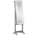Mirrored Jewellery Cabinet W/ Led Lockable Jewellery Armoire | One Size | Gray